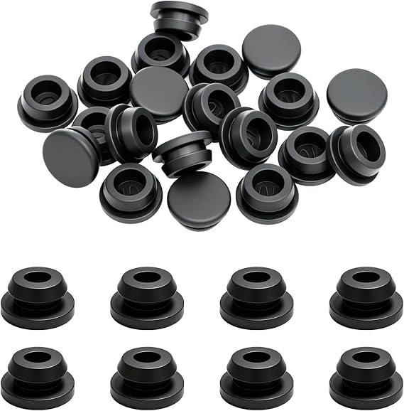 20PCS 3/8inch Rubber Hole Plugs for Round Holes, 10mm Black Rubber Plug DD044-10B