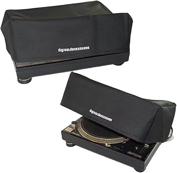 TECHNICS Turntable Dust Cover for SL-1200 / SL-1210 & Pioneer PLX-1000 Record Player Protector [Water Resistant, Antistatic, Black Premium Fabric] by DigitalDeckCovers