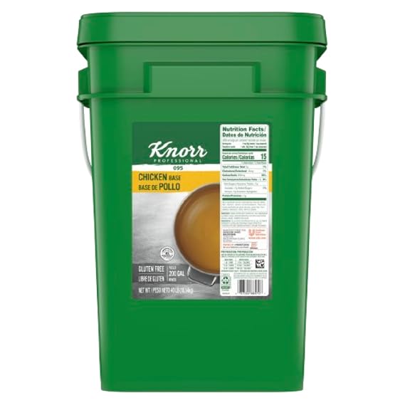 Knorr Professional 095 Chicken Base Pail, 40 Lb | Gluten Free, Meat First Formula, Natural Chicken Flavor, 200 Gallon Yield, for Diners, Bistros & Cafeterias
