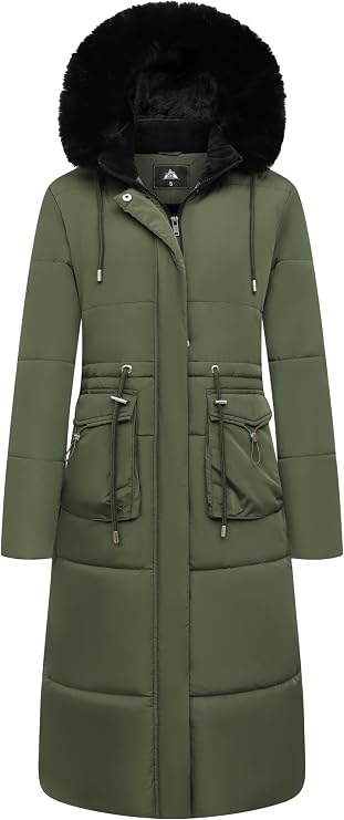 MOERDENG Women's Long Winter Puffer Coat Waterproof Warm Maxi Down Jacket