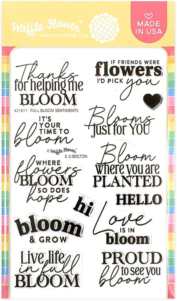 Waffle Flower Full Bloom Sentiment Stamp Set, Clear