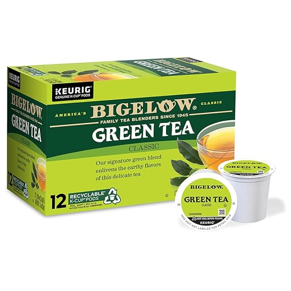 Bigelow Tea Green Tea Keurig K-Cup Pods Box, Caffeinated, 7.8 Oz, 12 Count, Pack of 6
