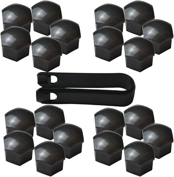 17MM Wheel Lug Nut Covers Bolt Caps Compatible with Audi BMW Mercedes with Removal Tool 20PCS (Gray)