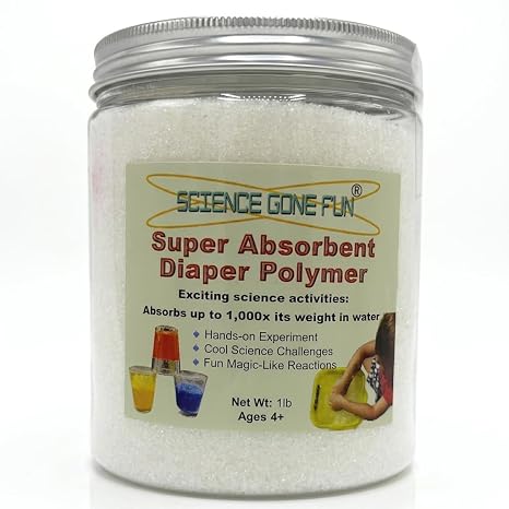 Commercial Grade Sodium Polyacrylate 1 Lb Super Absorbent STEM Polymer Powder for Science Projects, Classroom Chemistry Labs and Sensory Activities Educational Magic Slush Powder