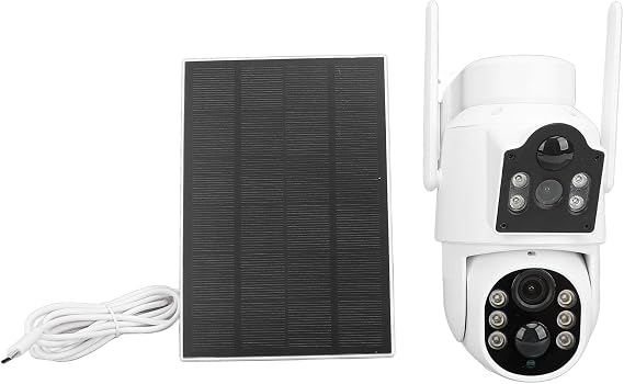 High Definition 2MP Solar Powered Dual Lens Outdoor Security Cameras Remote Network Surveillance System with Solar Panel Kit