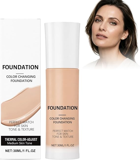 Intelligent Color Correcting Foundation For Mature Skin, Colour Changing Foundation, Lightweight Texture, Medium Coverage, Long-Lasting Natural Finish, 30ml/1 fl oz (Style A)