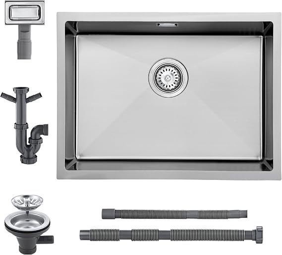 Kitchen Sink Stainless Steel from 65 cm Base Cabinet Nano Silver