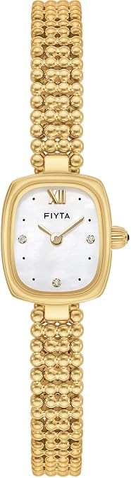 FIYTA Women's Watch - Elegant Gold Small Square Luxury Watch with Sapphire Crystal; 316L Stainless Steel Jewelry Bracelet, Timeless Gift for Her, Mother's Day, Gift Box Included