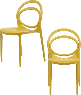 CozyBlock Luna Modern Bentwood Design Stackable Dining Chair for Both Indoor and Outdoor Set of 2 Ginger