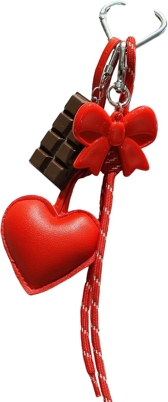 Ribbon Bows Bag Charm Keychain Realistic Chocolate Inspired Purse Pendant with Strong Metal Clip for Women