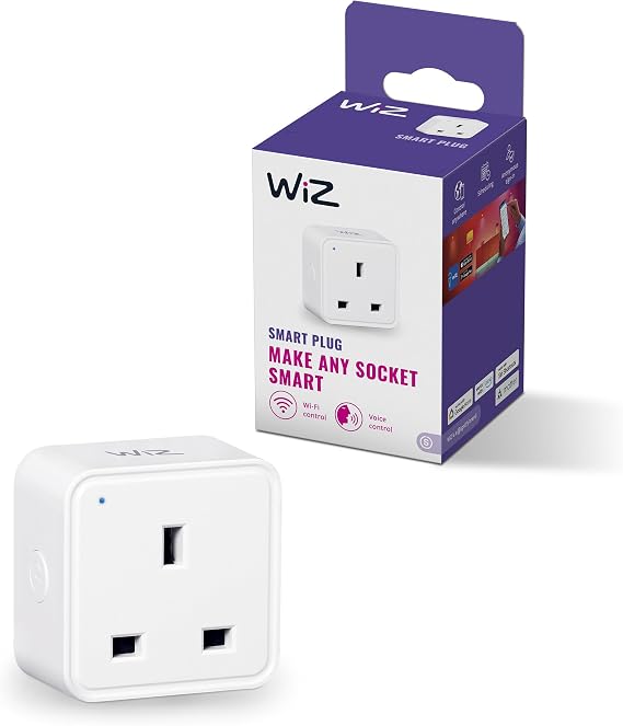 WiZ Wi-Fi Smart Plug, Type G, 230V, 50Hz, Easy Setup, Matter Certified, Smart Controls, Voice Commands, Works with Alexa, Google Home, and Apple Home, 1 Pack