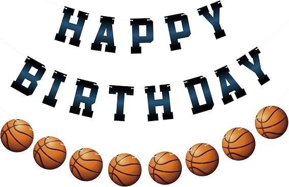 Basketball Happy Birthday Banner Basketball Birthday Party Decorations for Boys Basketball Party Supplies Sports Theme Party Decorations Basketball Birthday Sign