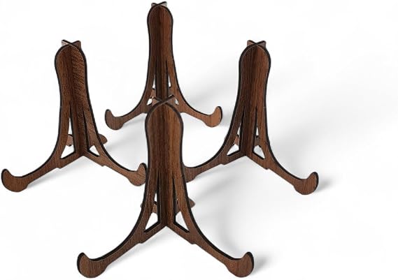 Tabak ve Süs Levhaları Gerçek Ahşap 4'lü Teşhir Ayağı 10 cm x 10 cm Stand