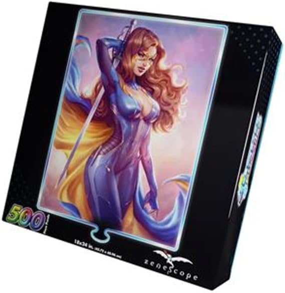 Jasco Grimm Fairy Tales Belle Beast Hunter Foil 500 Piece Jigsaw Puzzle | Officially Licensed Zenescope Entertainment Artwork | Made in The USA | Ages 14+ | 1+ Players | Made by Jasco Games
