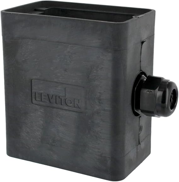 Leviton Portable Outlet Box, Sing-Gang, Extra Deep, Pendant Style, Cable Diameter 0.230-Inch, 0.546-Inch, 3099-1E, Black