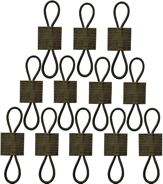 12 Pcs of Tactical Binding Retainer, MOLLE Webbing Retainer Elastic Binding Ribbon Buckle for Vests, Backpacks, Bags or Molle Bags (Army Green)