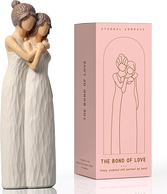 LCCCK Mother Daughter Figurines Give Mom Gifts, Mother Daughter Hugging Figurines Bride Gifts, Meaningful Sentimental Gift for Mom, Mother's Day Grandma Birthday Gift Sculpted