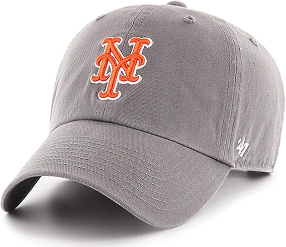 47 Brand MLB Dark Gray Team Color Primary Logo Clean Up Adjustable Strap Baseball Dad Hat Cap, Adult One Size Fits All