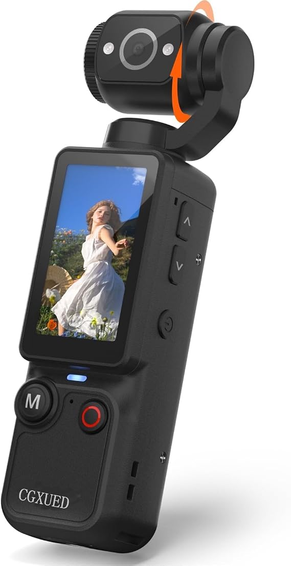 Vlogging Camera, Mini Camcorder, Portable Handheld Video Camera | Mini camcorder with 180 rotating lens, 7-hour battery, 32GB card, one-button recording for travel and daily moments