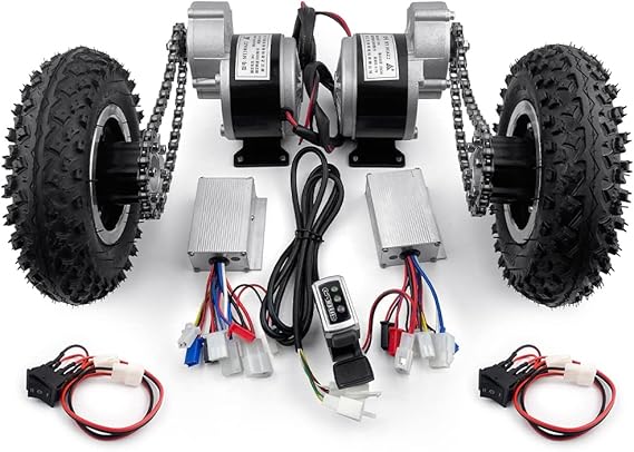 L-faster 24V Dual Drive 250W Electric Conversion Kit with Joystick Controller for Dolly Cart Lightweight Transport Wheelchair(Max 6kph)