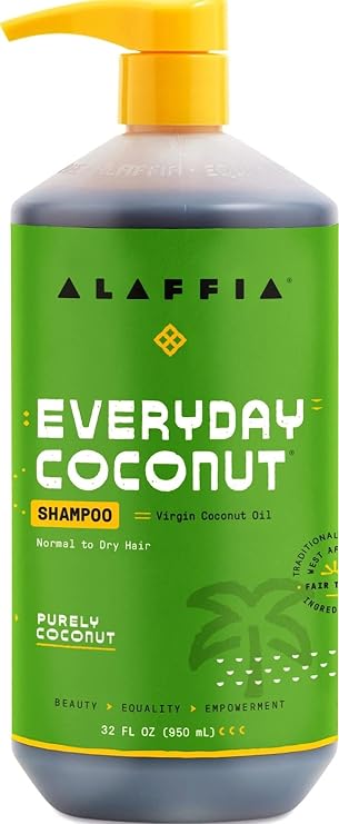 Alaffia EveryDay Coconut Shampoo - Normal to Dry Hair, Helps Gently Clean Scalp and Hair of Impurities with Ginger and Coconut Oil, Fair Trade, Purely Coconut 32 Fl Oz