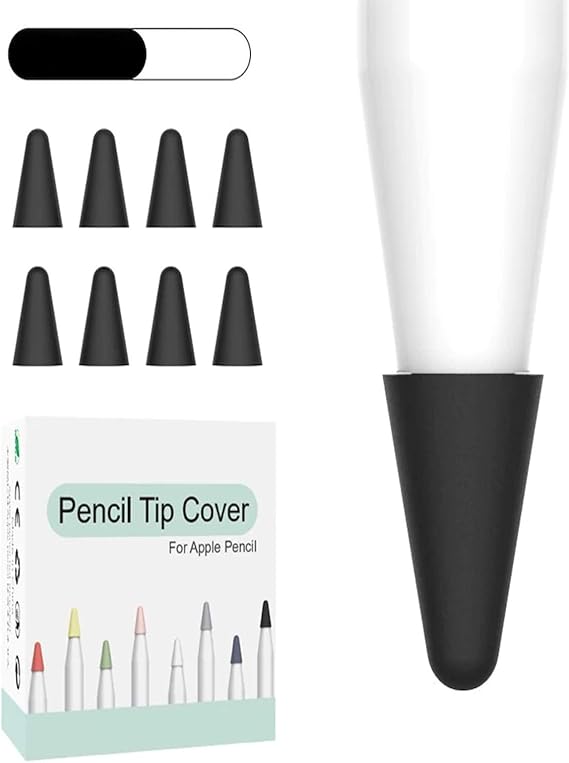 Microcase Apple Pencil 1-2 Stylus Kalem Ucu Koruyucu 8in1 Set - Siyah