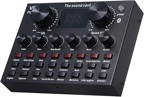 V8 Plus Live Sound Card with Audio Cable USB Cable BT Accompaniment Sound Effects Universal for Phone Computer