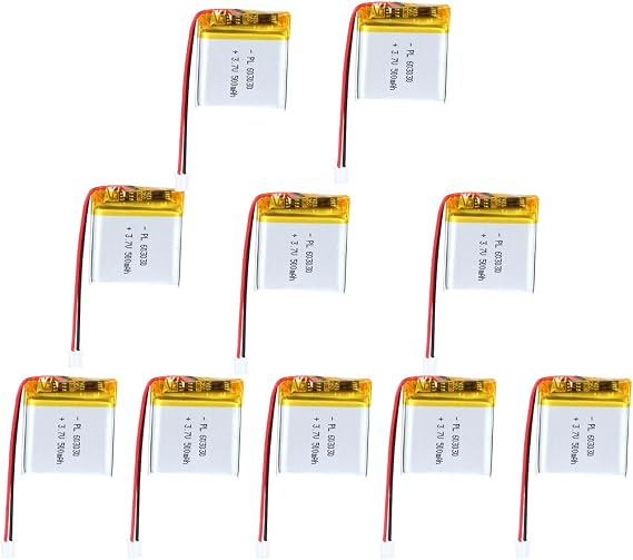 3.7V 10X 500mAh Battery 603030 Lithium Polymer Ion Rechargeable Li-ion Li-Po Battery with 2P PH 2.0mm Pitch Connector