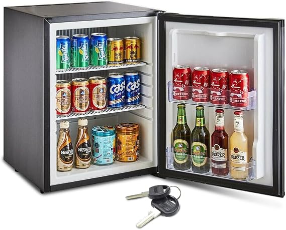 Semi Truck Refrigerator 2.1 Cu.ft, RV Lockable Mini Fridge, 110V/12V Absorption Compact Portable Stand Cooler Quiet No Noise for Truck Sleeper RV Camper Outdoor Bedroom Caravan, Black