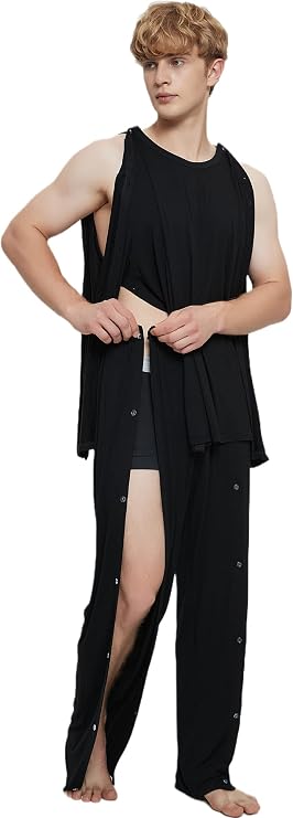 7 VEILS Unisex Post Surgery Recovery Sweater Tshirt Chest Port Access Chemo Shirt Men & Women Adaptive Clothing (S & W 2 Ver)