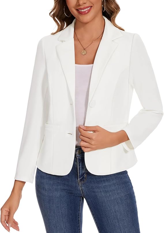 Blazers for Women Long Sleeve Notch Collar Jacket with Pockets