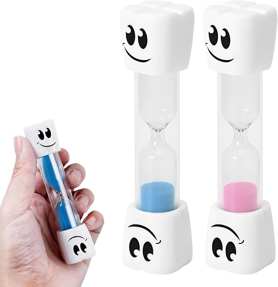 2 Minute Toothbrush Timer for Kids, 2 Pcs Cute Sand Hourglass for Teeth Brushing Routine, Tooth Timer for Children Bathroom Daily Use, Pink and Blue