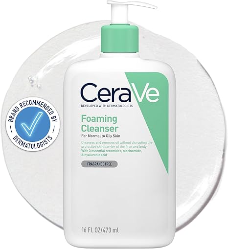 CeraVe Foaming Cleanser for Normal to Oily Skin with Niacinamide and 3 Essential Ceramides
