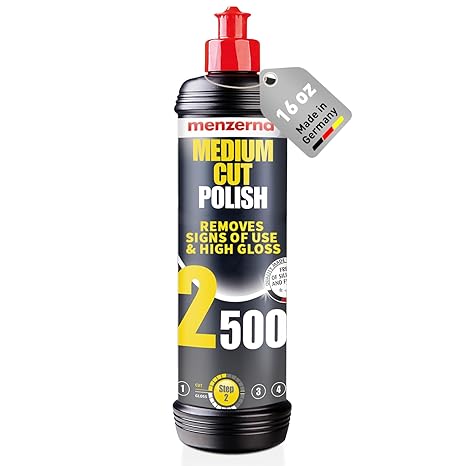 menzerna Medium Cut Polish 2500" I Abrasive Polishing Compound for Medium Scratches and Signs of Use I Buffing and Polishing Compound for Scratch Repair & a Glossy Finish I Silicone Free I 16 fl oz.