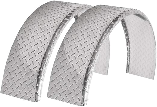 ToughGrade 2-Pack Aluminum Diamond Plate Round Top Fender 10" X 34" X 17" | Car Hauler Trailer | Cargo Trailer | Utility Trailer | Landscape Trailer