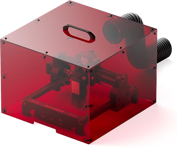 ACMER MINI Laser Engraver Protective Enclosure for Acmer S1, Fire-Resistant Silicone Fiberglass Cover, Transparent Viewing Panel, Compatible with Laser Engravers up to 300300230 mm