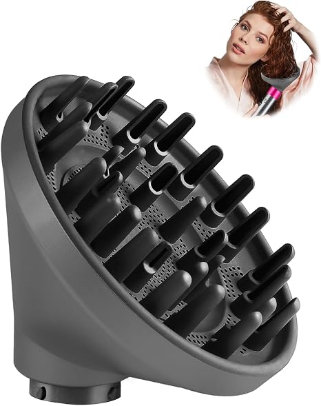 Diffusor-Aufsatz für Dyson Airwrap Kompatibel mit HS01/HS05/HS08 verstärkt und definiert natürliche Wellen & Locken Grau