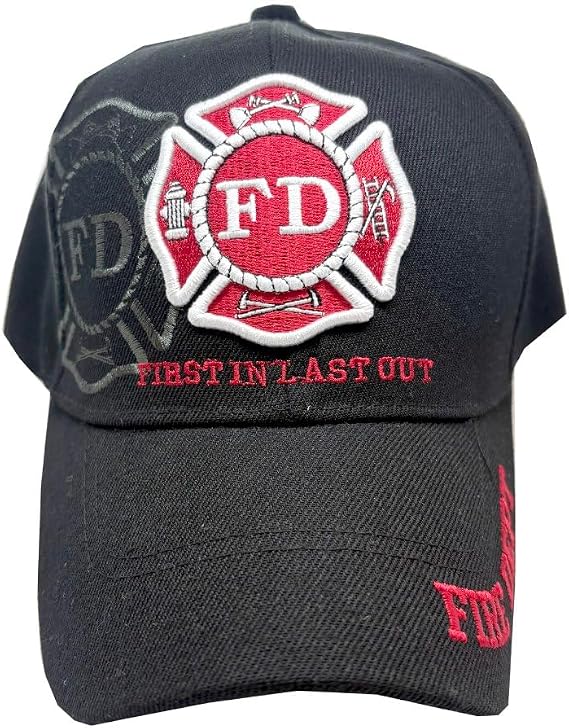 Fire Department - First in Last Out Fireman Officer Gear Uniform Baseball Cap Hat Adjustable