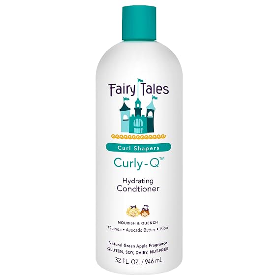 Fairy Tales Curly Q Hydrating Kids Conditioner, 32oz | Paraben Free, Sulfate Free, Gluten Free, Nut Free, For All Types of Curls Including Multi Cultural Hair