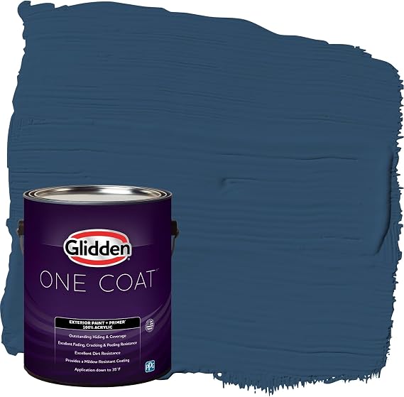 Glidden One Coat 1 gal. Blueberry Pie/Blue Flat Exterior Paint with Primer
