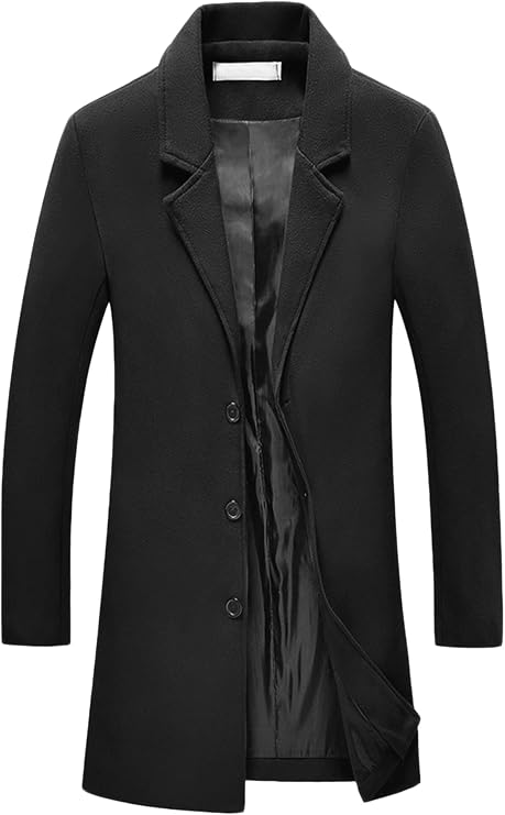Lars Amadeus Men's Trench Coat Notch Lapel Single Breasted Classic Long Pea Coats Overcoat