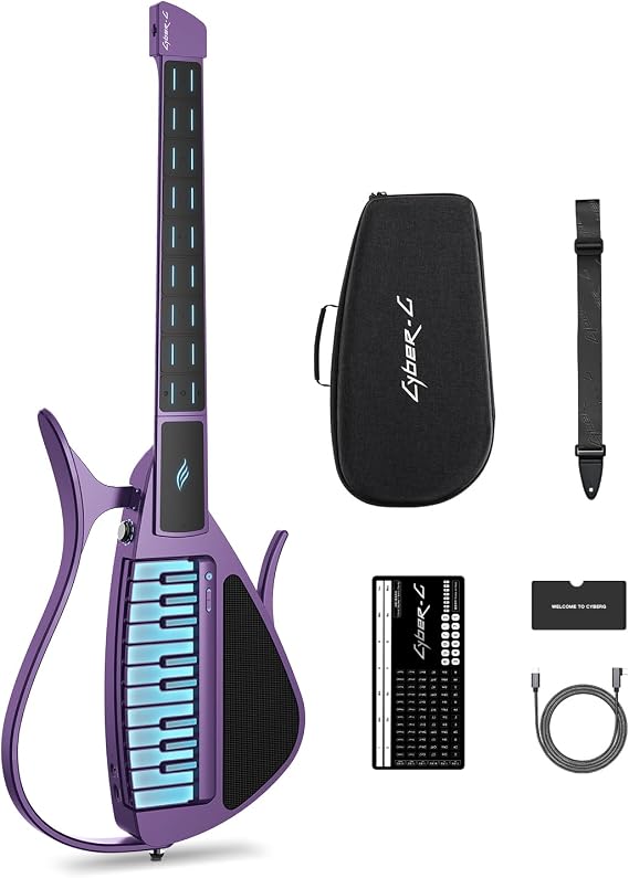 Enya CYBER-G Saitenlose Smart-Gitarre – Innovative Silent & E-Gitarre mit LED-Tasten Drum & Bass Hunderte Presets App-interaktive Akkordsheets für Lernen Üben & Auftritte