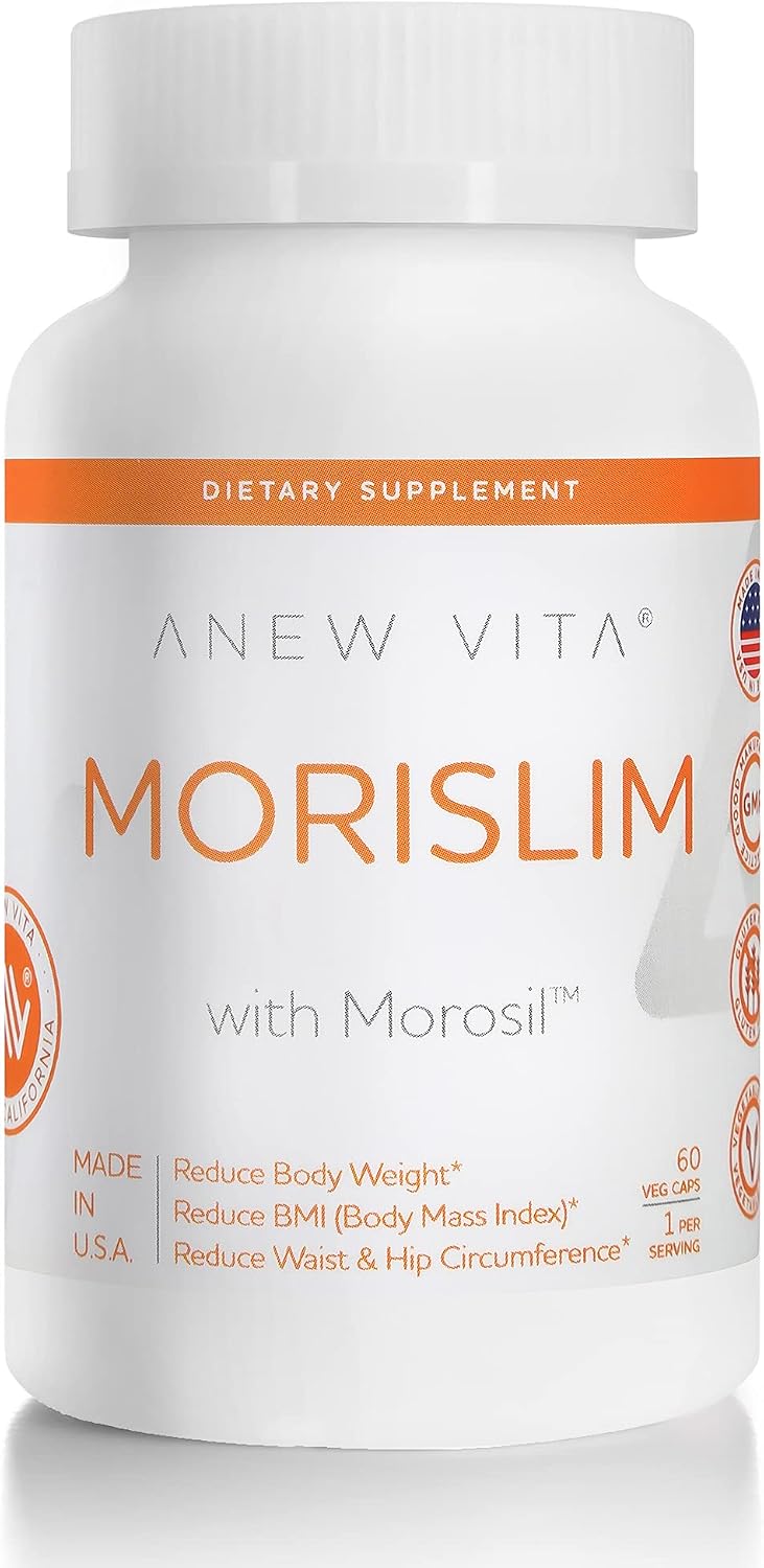 Anew Vita Morislim with Morosil. 60 Veg Capsules. Patented Weight Loss Supplement. Clinically Tested to Reduce BMI, Waist & Hip Circumference. 400mg Morosil