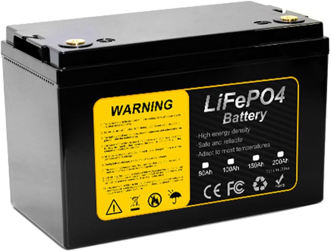 12V Lithium Iron Phosphate Battery 12 Volts 200Ah 150Ah 100Ah 80Ah LiFePO4 Rechargeable Battery Replace SLA AGM Fit for Solar Boat RV Marine Camping Backup Battery