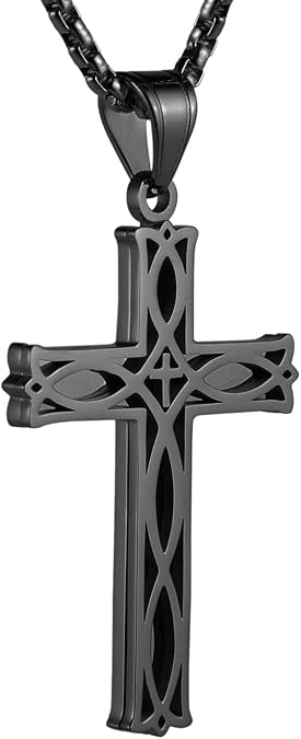 HZMAN Stainless Steel Infinity Celtic Cross Pendant Necklace for Men