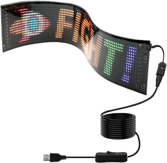 Programmable LED Scrolling Sign - Full Color Display Board with Bluetooth APP Control - Custom Text & GIF Patterns - Perfect for Business Advertising & Car Displays 23"x5"