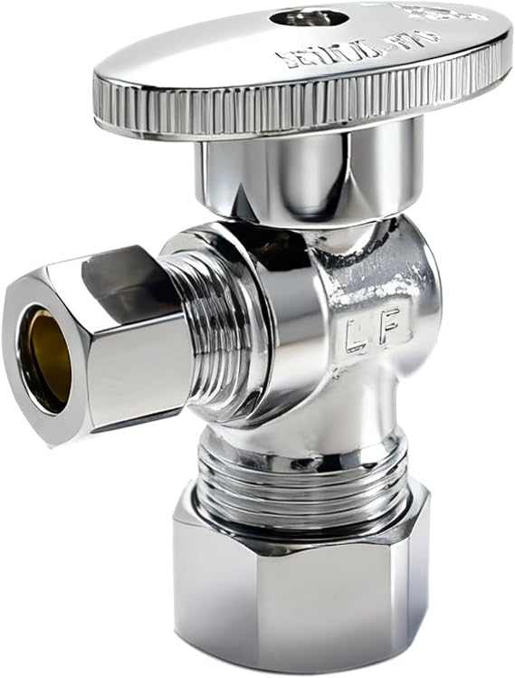 TTFLEX Angle Stop Valve 1/2" Nom x 3/8" Comp, Shut Off Valve, Quarter Turn