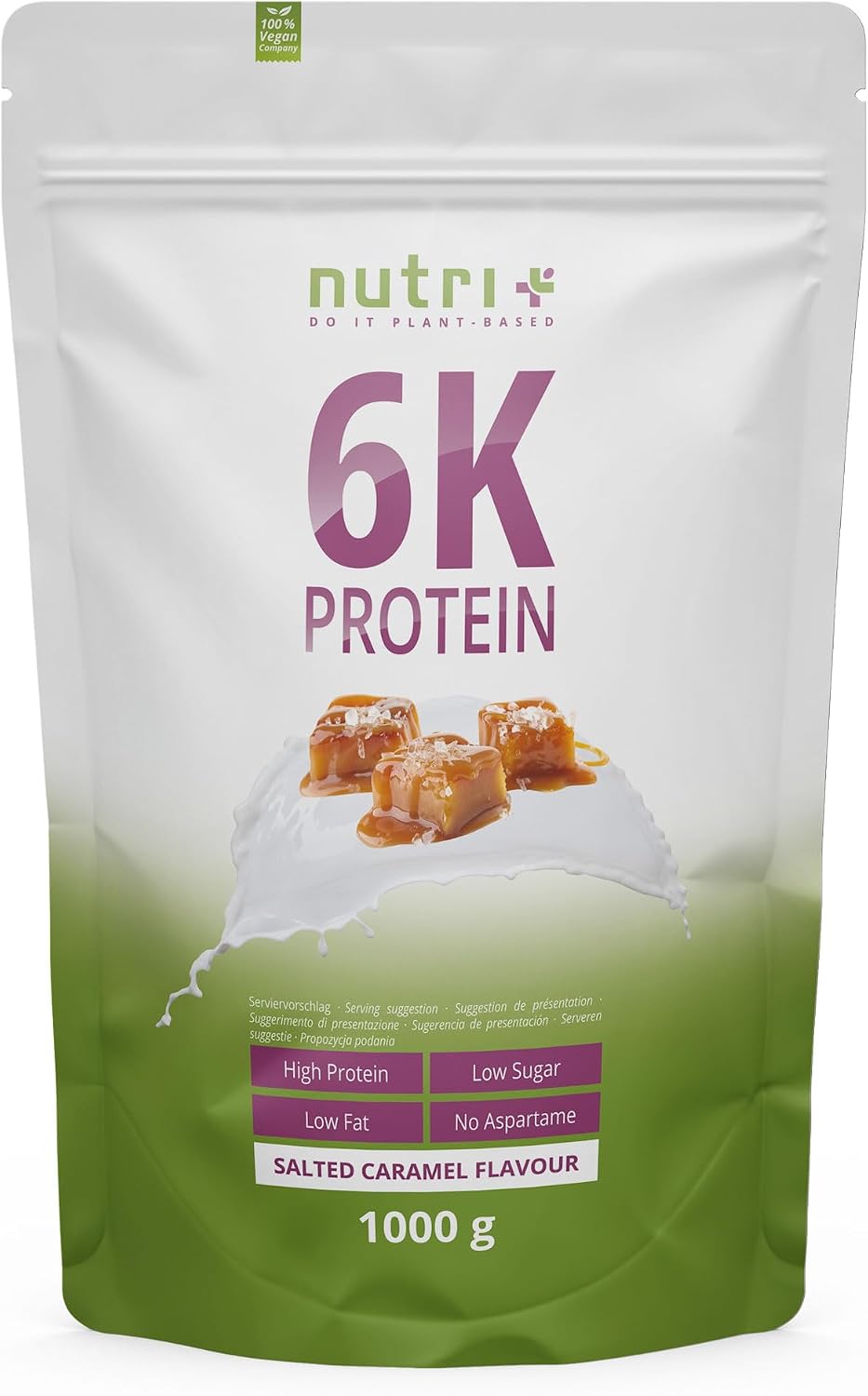 Nutri + Protein Shake Salted Caramel 1 kg – Protein Concentrate Caramel – Protein Powder – Protein Shake 1000 g – Protein without Milk Whey & Lactose – Protein Isolate