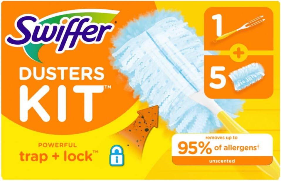 Dusters Starter Kit for Cleaning, Kit Includes 1 Handle and 5 Dusters