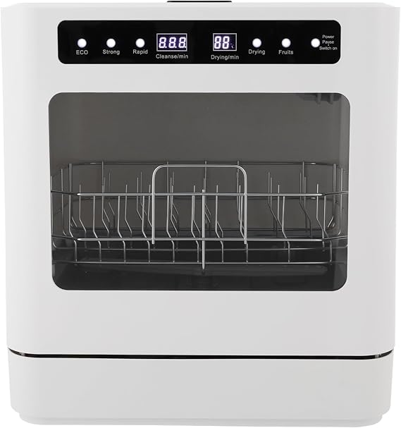 Countertop Dishwasher 800W Portable Mini Dishwasher 6.8L/1.8 Touch Controls Gallon Portable Dishwasher Countertop with 360 Rotating Spray for Apartment RV Dorms